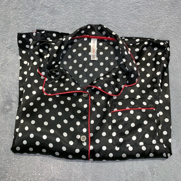 Women’s Polka Dot Satin Sleep Button Down - Picture 4 of 4